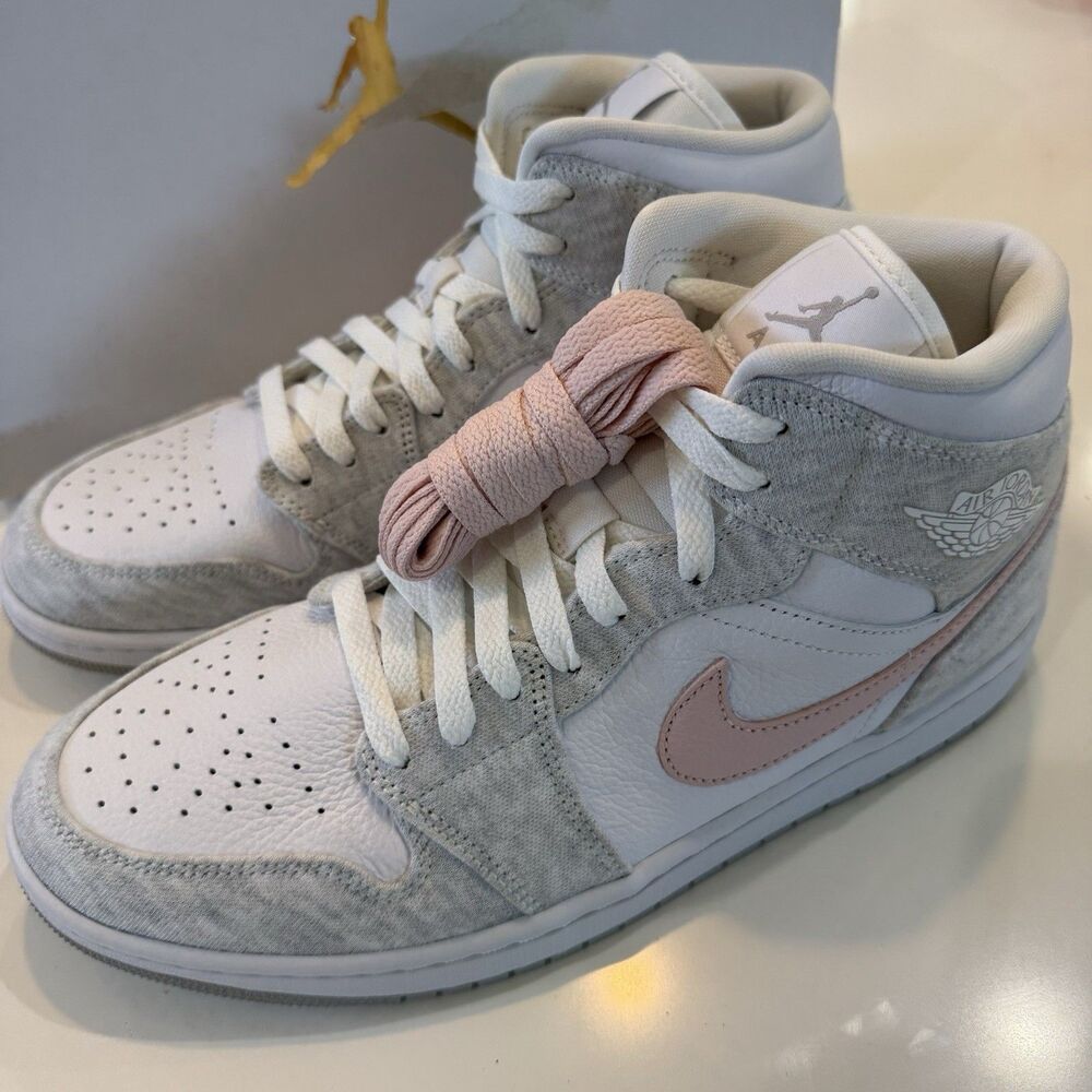 Men Sz 10 Wmns Sz 11.5 Nike Air Jordan 1 Mid SE Sneakers Lt Iron Ore DN4045-001